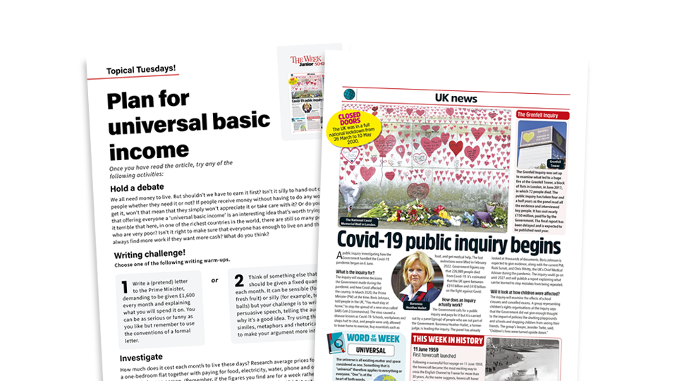 image of Topical Tuesdays: Universal Basic Income - Key Stage 2 News Story and Reading and Writing Activity Sheet from The Week Junior
