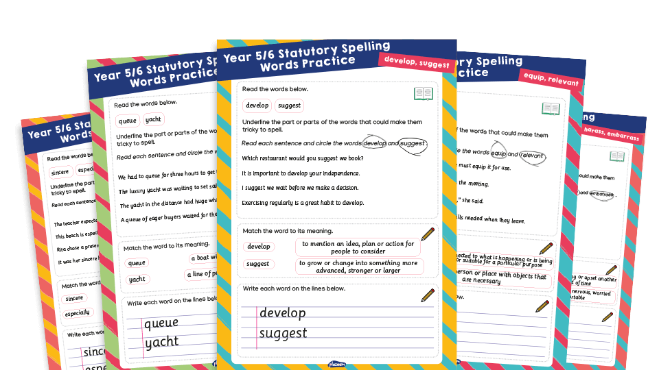 image of Year 5 and 6 Statutory Spelling Words (SSW) Worksheets – Practice Pack 4