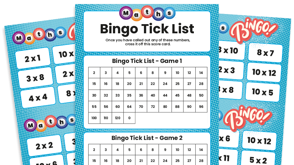 image of 2, 3, 4, 5, 8 and 10 Times Tables: Maths Bingo