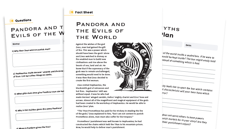 image of Pandora and the Evils of the World – KS2 Reading Comprehension Worksheets: Greek Myths