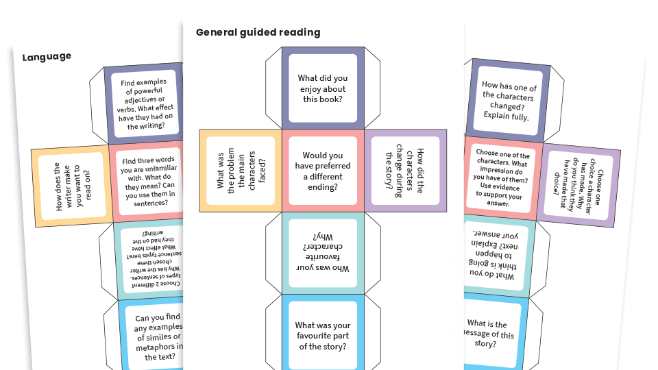 image of Guided Reading Dice – KS1/2 Question Prompts