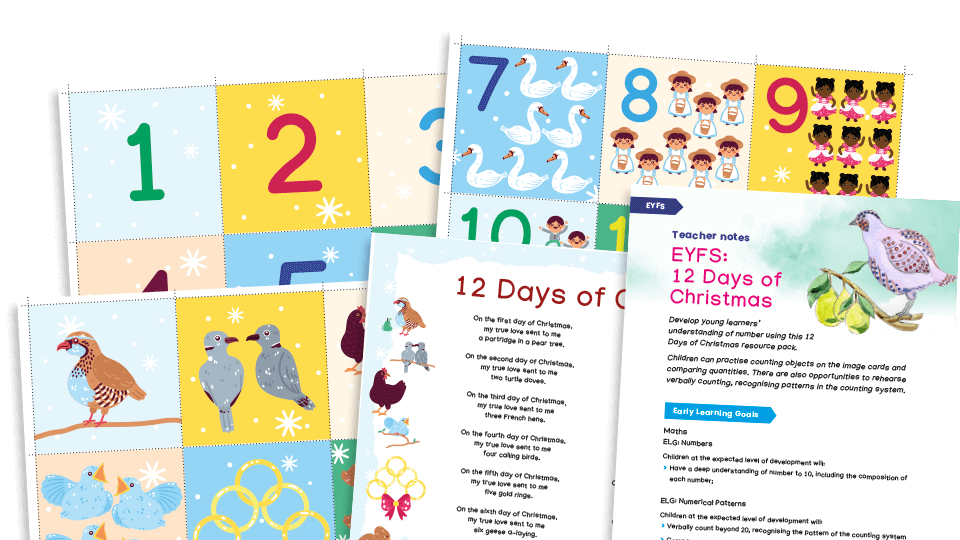 image of EYFS: Christmas resources pack - Twelve Days of Christmas (counting activity)