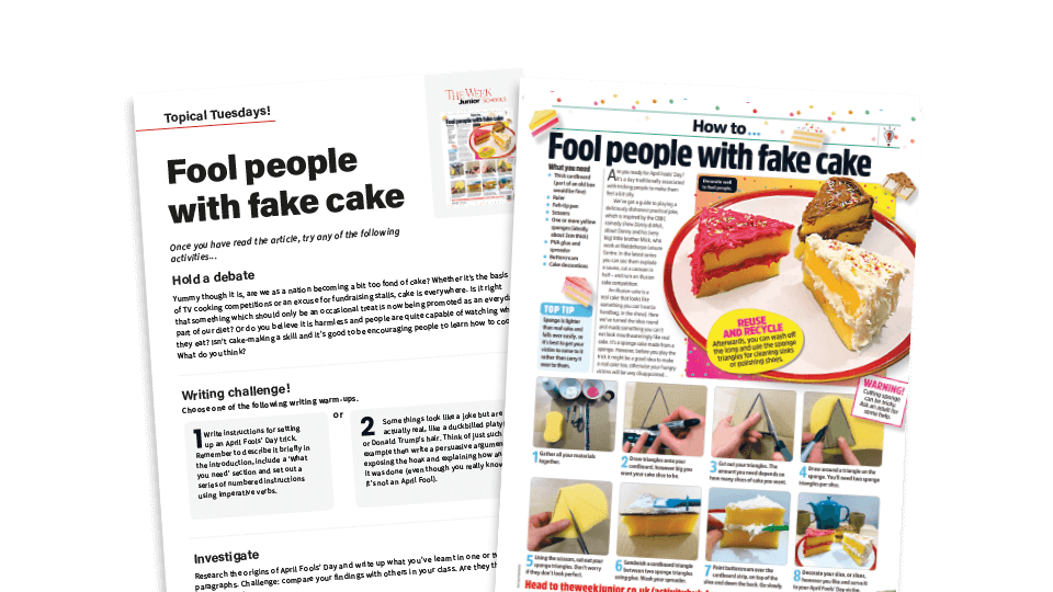 image of Topical Tuesdays: Fake Cake - Key Stage 2 News Story and Reading and Writing Activity Sheet from The Week Junior