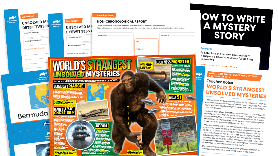 image of The World’s Strangest Unsolved Mysteries: Key Stage 2 Comprehension and Writing Activities Pack with Worksheets
