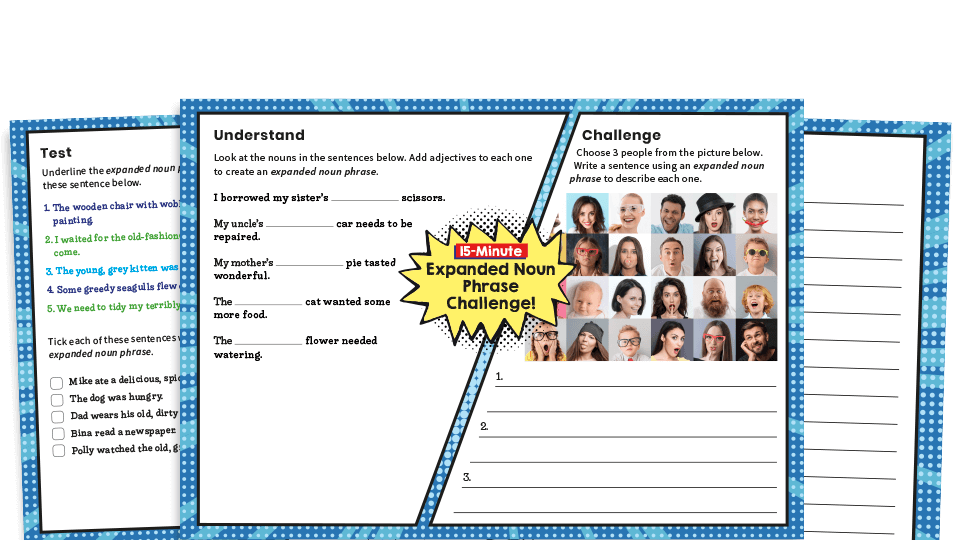 Expanded Noun Phrases Year 2 worksheets