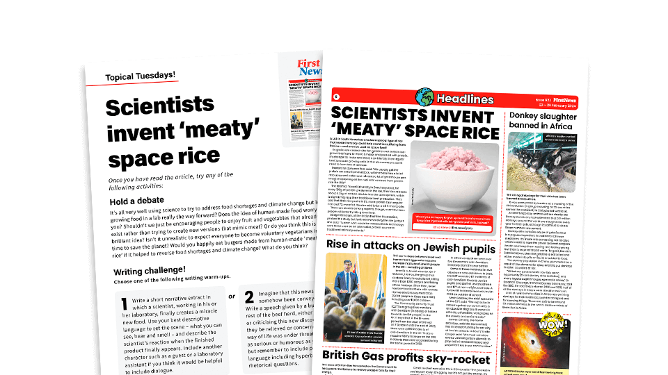 image of Scientists Invent ‘Meaty’ Space Rice – Topical Tuesdays Activities from First News