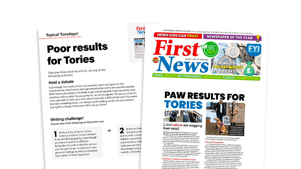 image of Poor Results for Tories – Topical Tuesdays Activities from First News