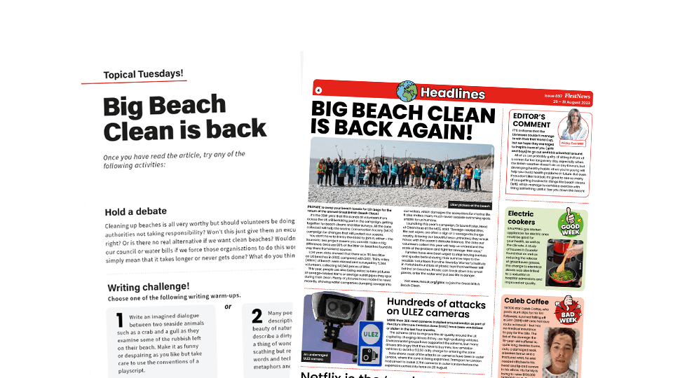 image of Big Beach Clean – Topical Tuesdays Activities from First News