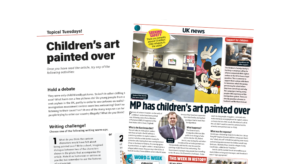 image of Topical Tuesdays: Children’s Art Painted Over - Key Stage 2 News Story and Reading and Writing Activity Sheet from The Week Junior