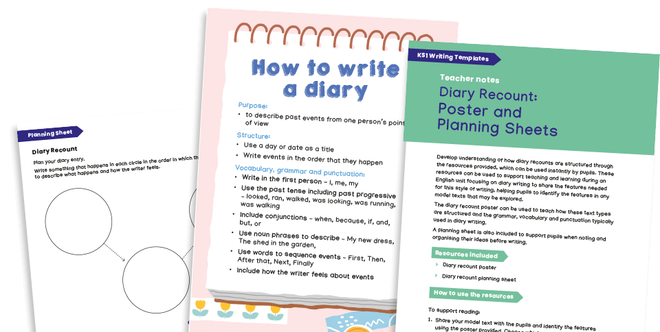 KS1 diary writing template