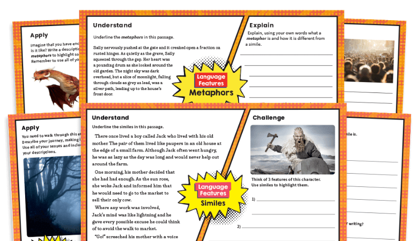 KS2 Similes and Metaphors worksheets