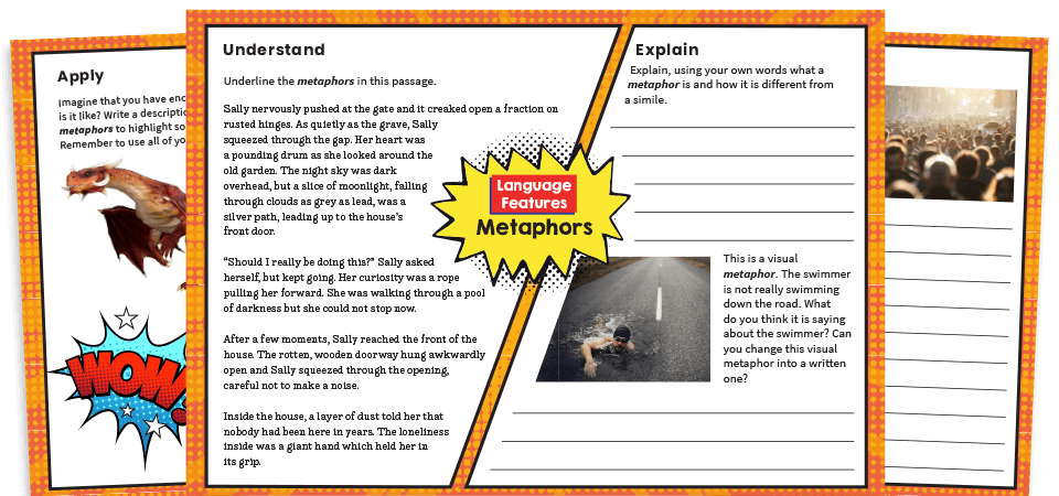 KS2 Metaphors Challenge Mat Worksheets
