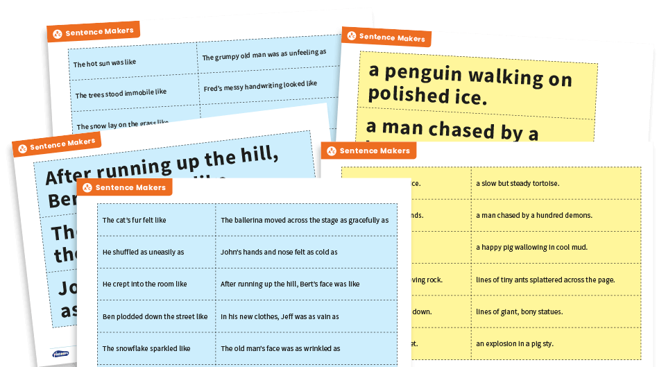 KS2 Similes Sentence Maker Grammar Game