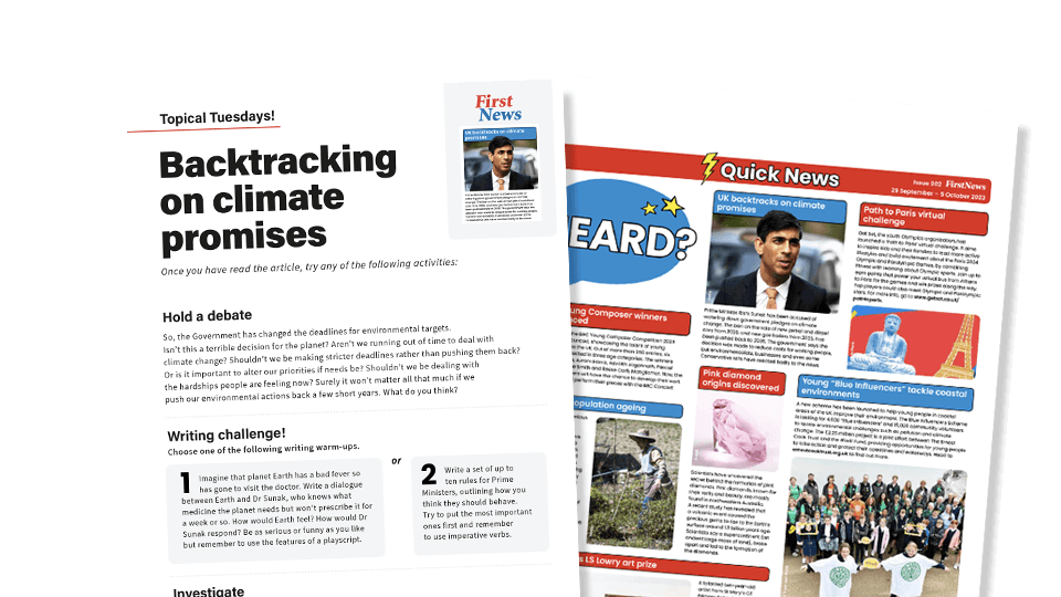 image of Backtracking on Climate Promises – Topical Tuesdays Activities from First News