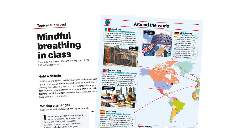 image of Topical Tuesdays: Mindful Breathing in Class - Key Stage 2 News Story and Reading and Writing Activity Sheet from The Week Junior