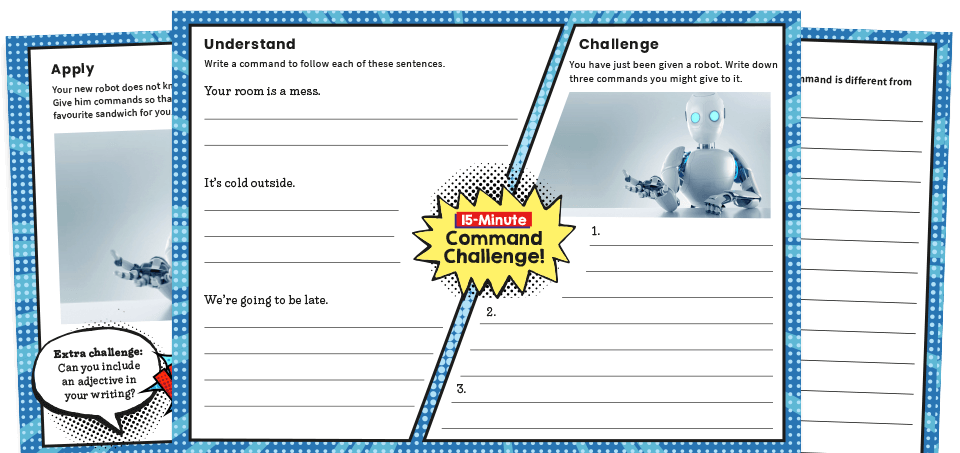 Year 2 commands SPaG worksheets