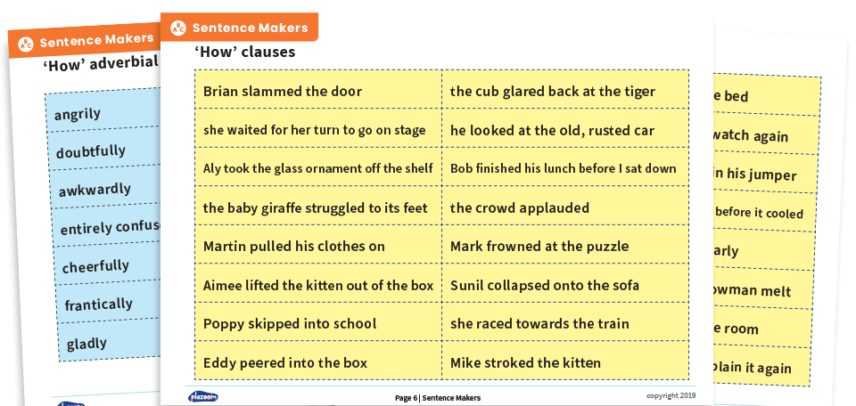 Year 4 Fronted Adverbials Grammar Game