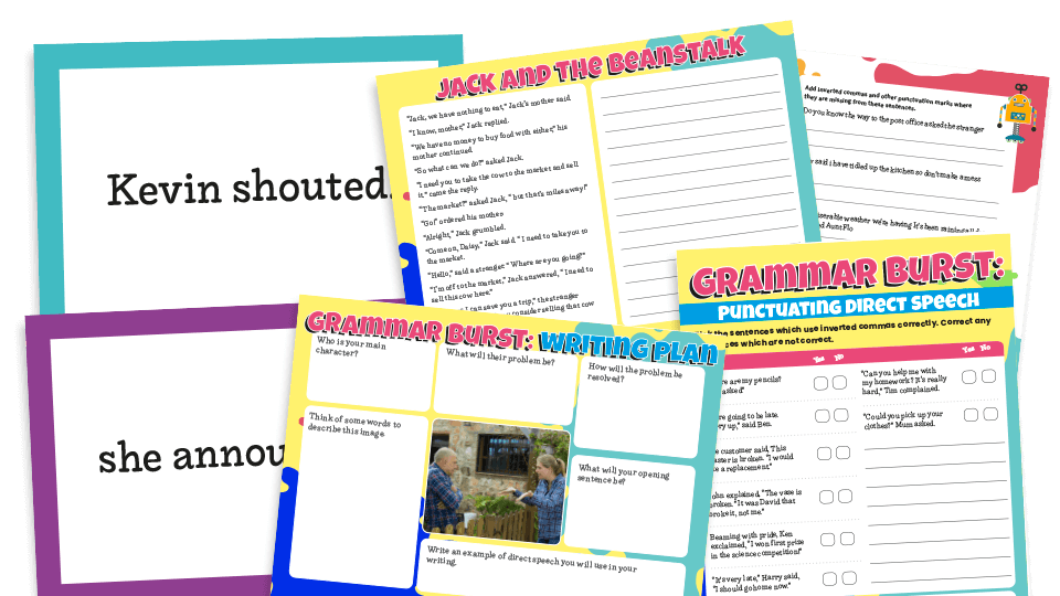 Year 4 Punctuating Direct Speech KS2 Grammar Burst Resource Pack