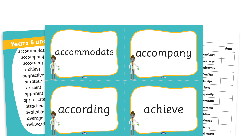 image of Year 5 Spelling Words – Statutory Spelling KS2 Word Cards and Word Mats Pack