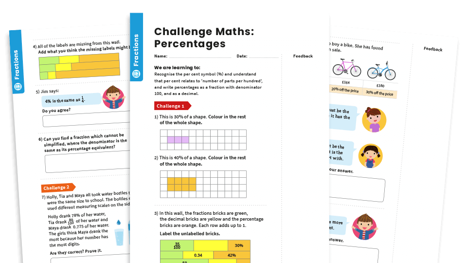 image of Percentages: Year 5 – Fractions – Maths Challenge