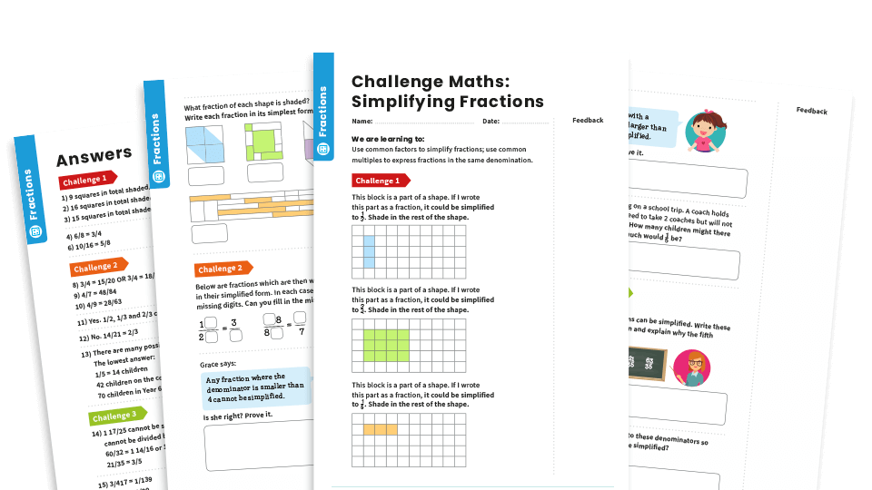 image of Simplifying Fractions: Y6 – Fractions – Maths Challenge