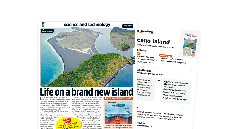 image of Topical Tuesdays: Volcano Island Emerges from the Sea – KS2 News Story and Reading and Writing Activity Sheet from The Week Junior