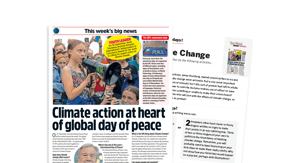image of Topical Tuesdays: Greta Thunberg and Climate Change – KS2 News Story and Reading and Writing Activity Sheet from The Week Junior