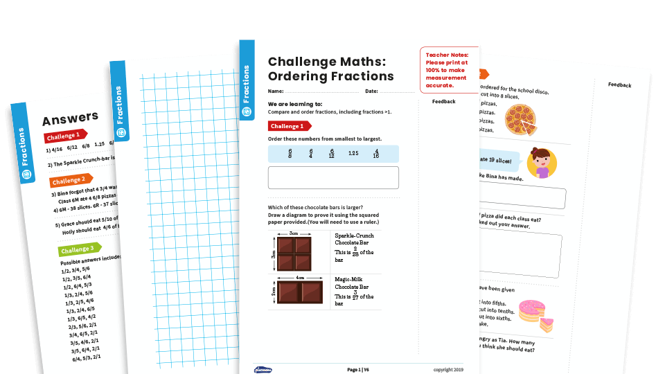 image of Comparing and Ordering Fractions: Y6 – Fractions – Maths Challenge