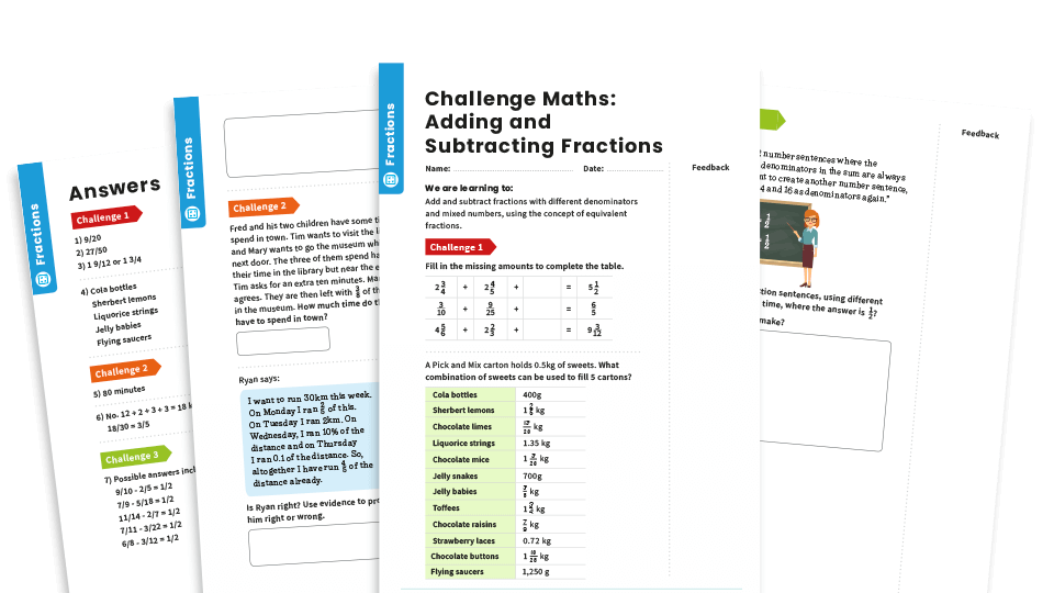 image of Adding and Subtracting Fractions: Y6 – Fractions – Maths Challenge