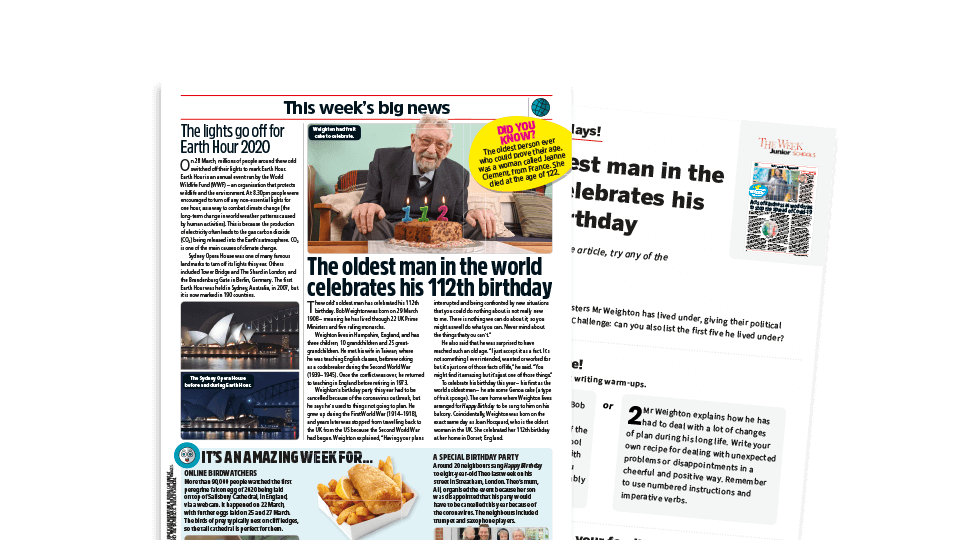 image of Topical Tuesdays: The World’s Oldest Man – KS2 News Story and Reading and Writing Activity Sheet from The Week Junior