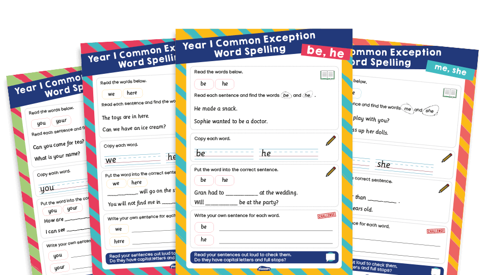 image of Year 1 Common Exception Words (CEW) Worksheets - Practice Pack 3