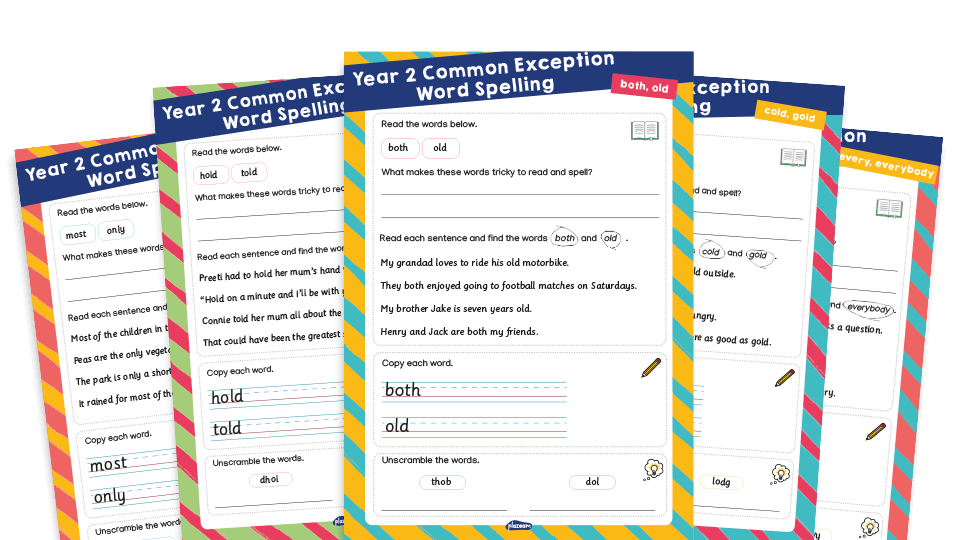 image of Year 2 Common Exception Words (CEW) Worksheets - Practice Pack 2