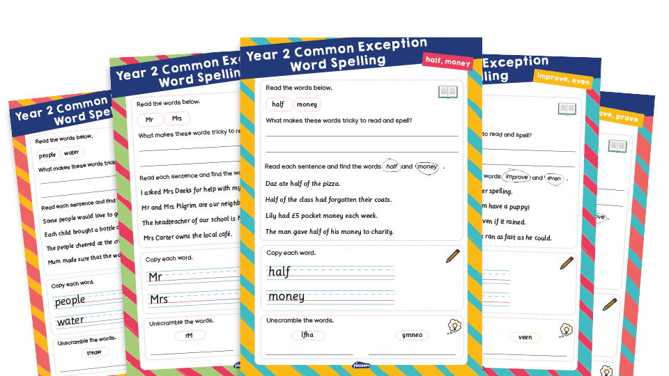 image of Year 2 Common Exception Words (CEW) Worksheets - Practice Pack 5