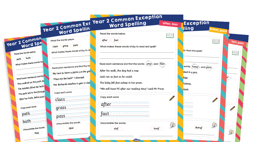 image of Year 2 Common Exception Words (CEW) Worksheets - Practice Pack 6