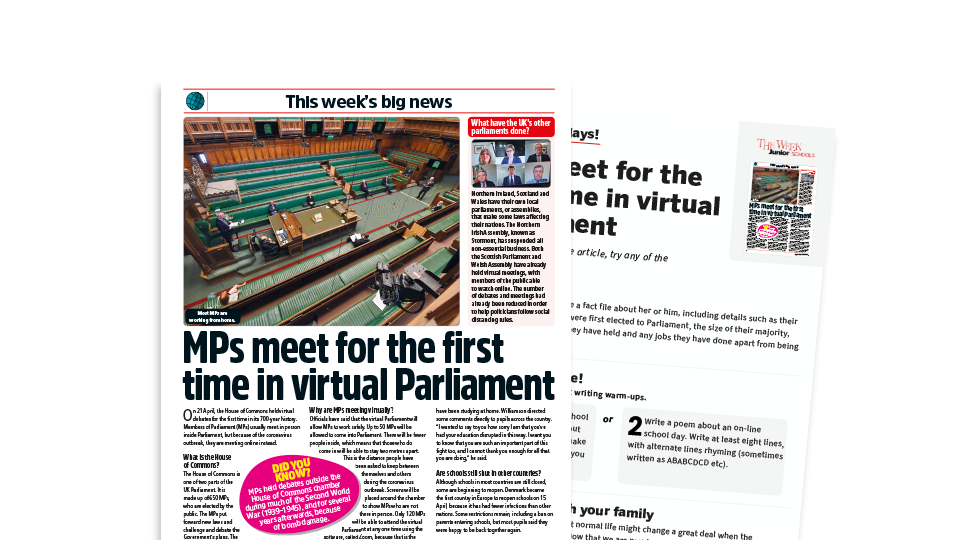 image of Topical Tuesdays: Virtual MPs – KS2 News Story and Reading and Writing Activity Sheet from The Week Junior