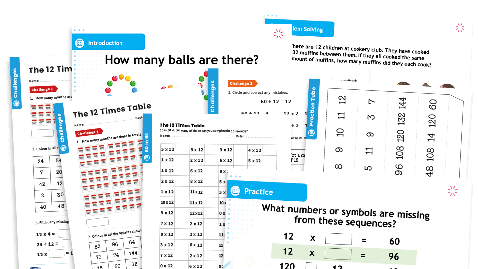 image of 12 Times Table Teaching and Revision Pack