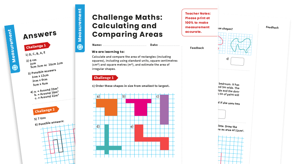 image of Calculating Areas: Year 5 – Measurement – Maths Challenge