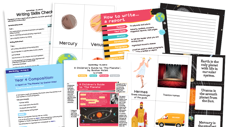 image of Year 4 Model Text Resource Pack 14: ‘A Children’s Guide to ‘The Planets’ (Gustav Holst)’ (Report; Music, Science - space, History - the Roman Empire)