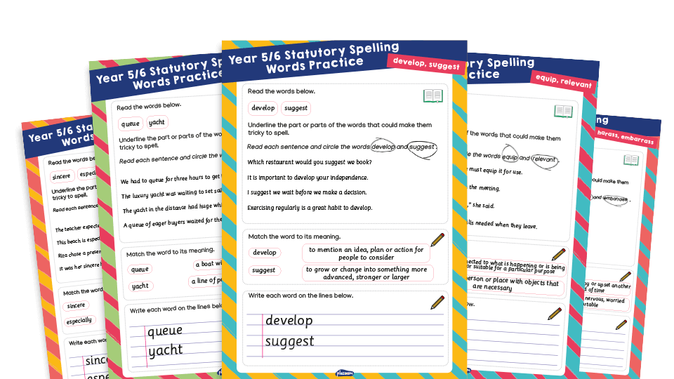 Year 5 and 6 Statutory Spelling Words (SSW) Worksheets – Practice Pack 4