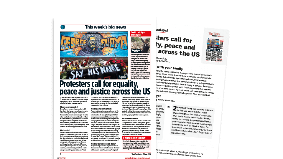 image of Topical Tuesdays: George Floyd and Voices of Protest – KS2 News Story and Reading and Writing Activity Sheet from The Week Junior