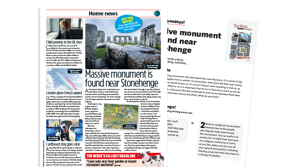 image of Topical Tuesdays: Beyond Stonehenge – KS2 News Story and Reading and Writing Activity Sheet from The Week Junior