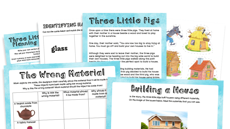 image of KS1 Home Learning Pack: The Three Little Pigs (materials)