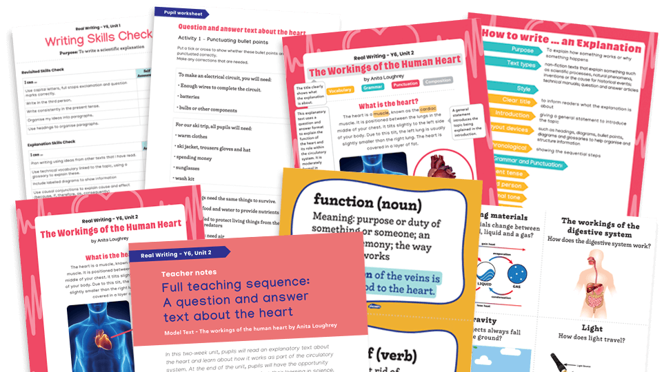 image of Year 6 Model Text Resource Pack 2: ‘The Workings of the Human Heart’ (Explanation Text; Science - the circulatory system)