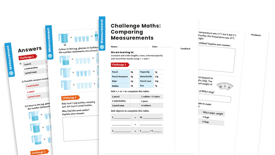 image of Comparing Measurements: Year 2 – Measurement – Maths Challenge Mat