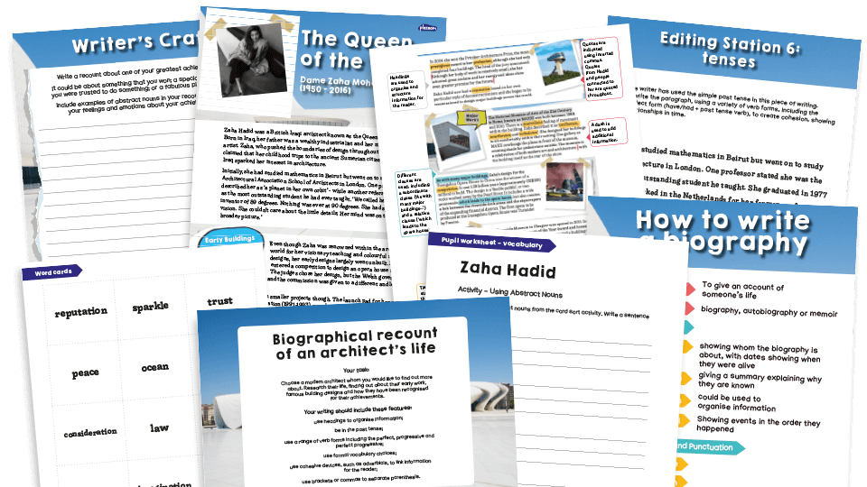image of Year 6 Model Text Resource Pack 13: ‘Queen of the Curve’ (Biographical recount; Art - famous architects)