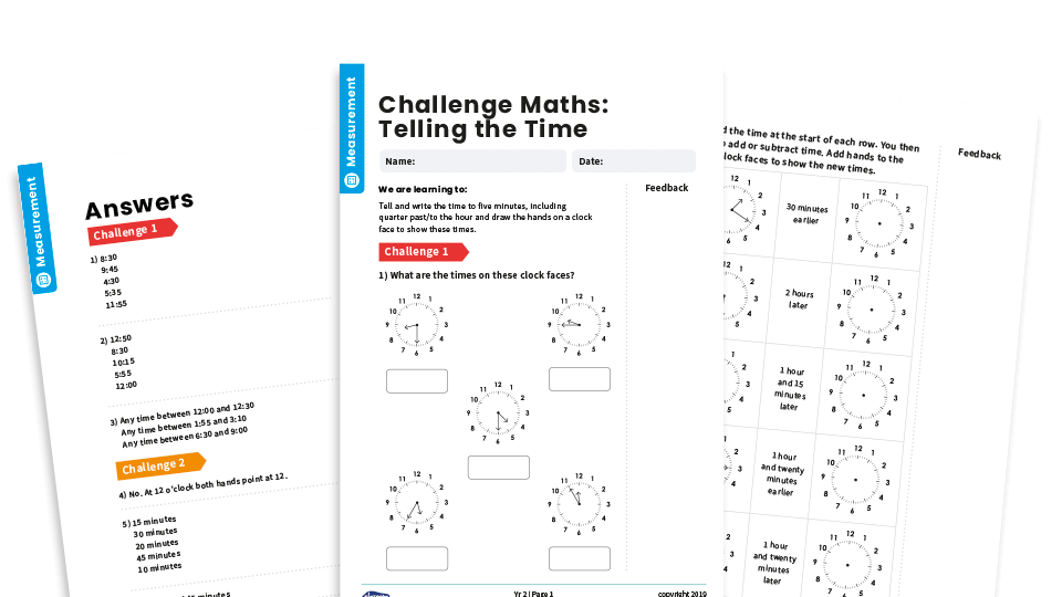 image of Telling the time: Year 2 – Measurement – Maths Challenge