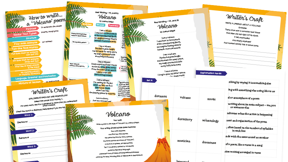 image of Year 3 Model Text Resource Pack 23: ‘Volcano’ (Poetry; Geography - volcanoes)