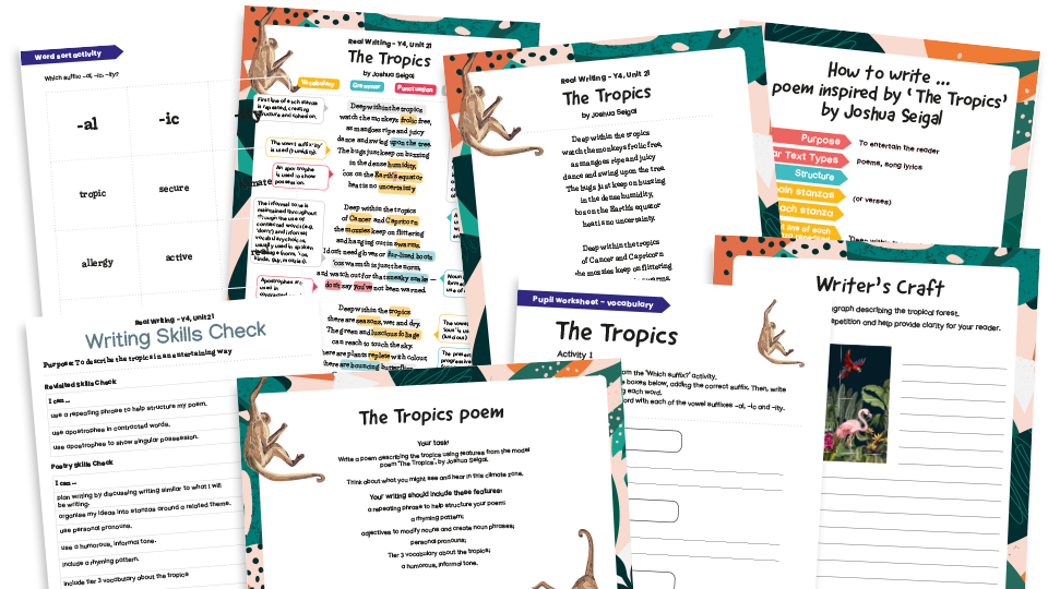 image of Year 4 Model Text Resource Pack 21: ‘The Tropics’ (Poetry; Geography - climate zones, biomes and vegetation belts)