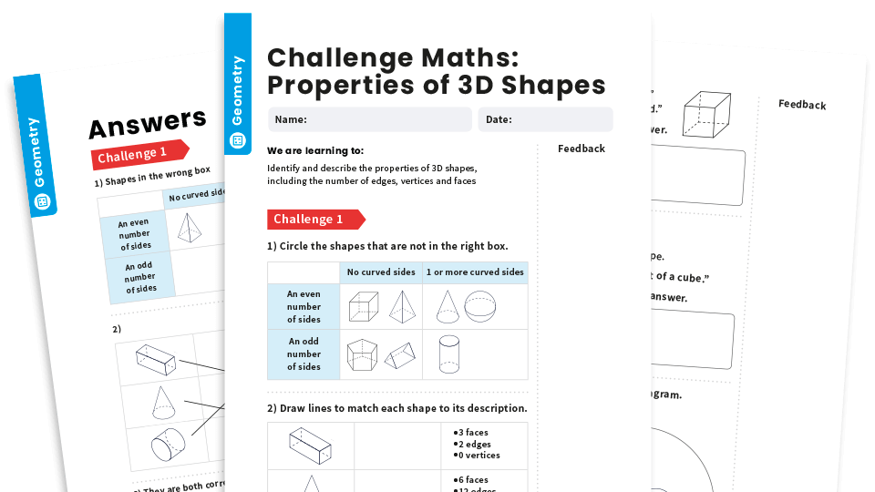 image of Properties of 3D shapes: Year 2 – Geometry – Maths Challenge