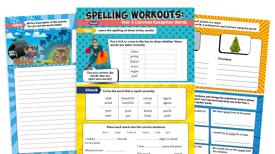 image of Year 2 Common Exception Words – KS1 Spelling Worksheets Pack 2